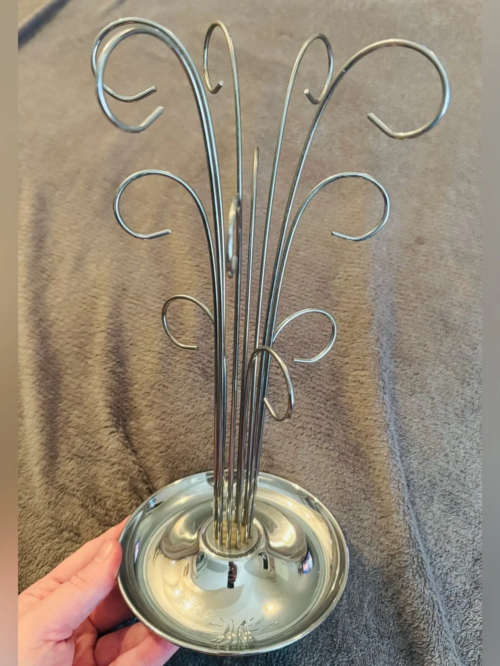 Silver Jewelry Tree Stand Organizer